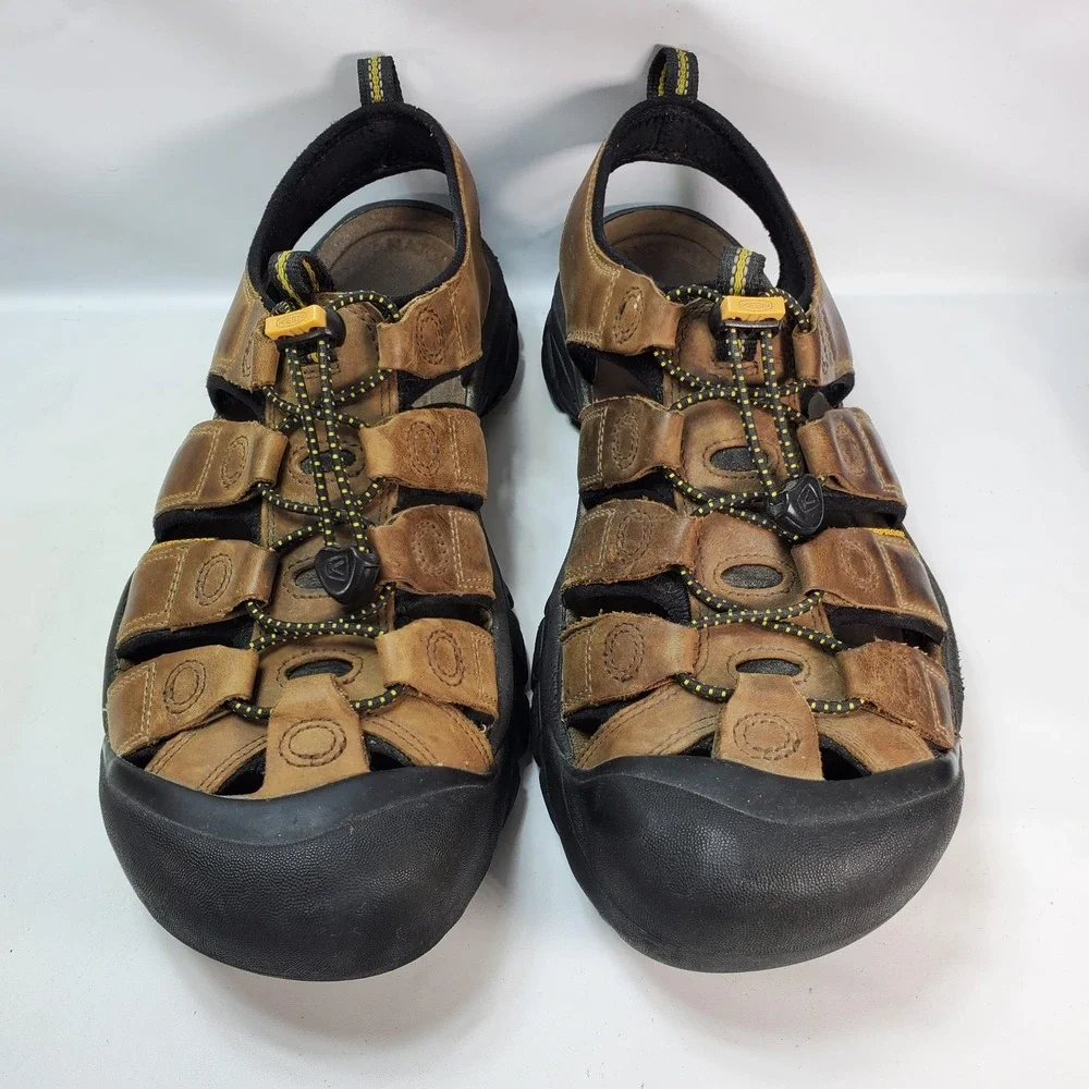 KEEN Newport Premium Sandals Mens 11 Brown Leather Waterproof Hiking Sport Shoes
